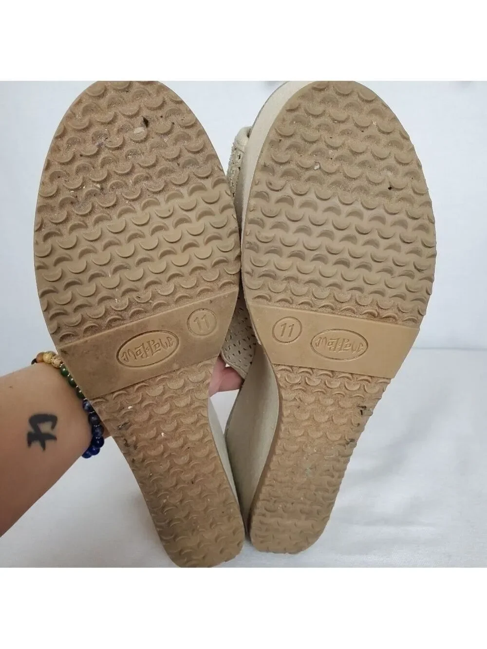 Mad Love Chunky sz 11 platform wedge canvas slide sandals
